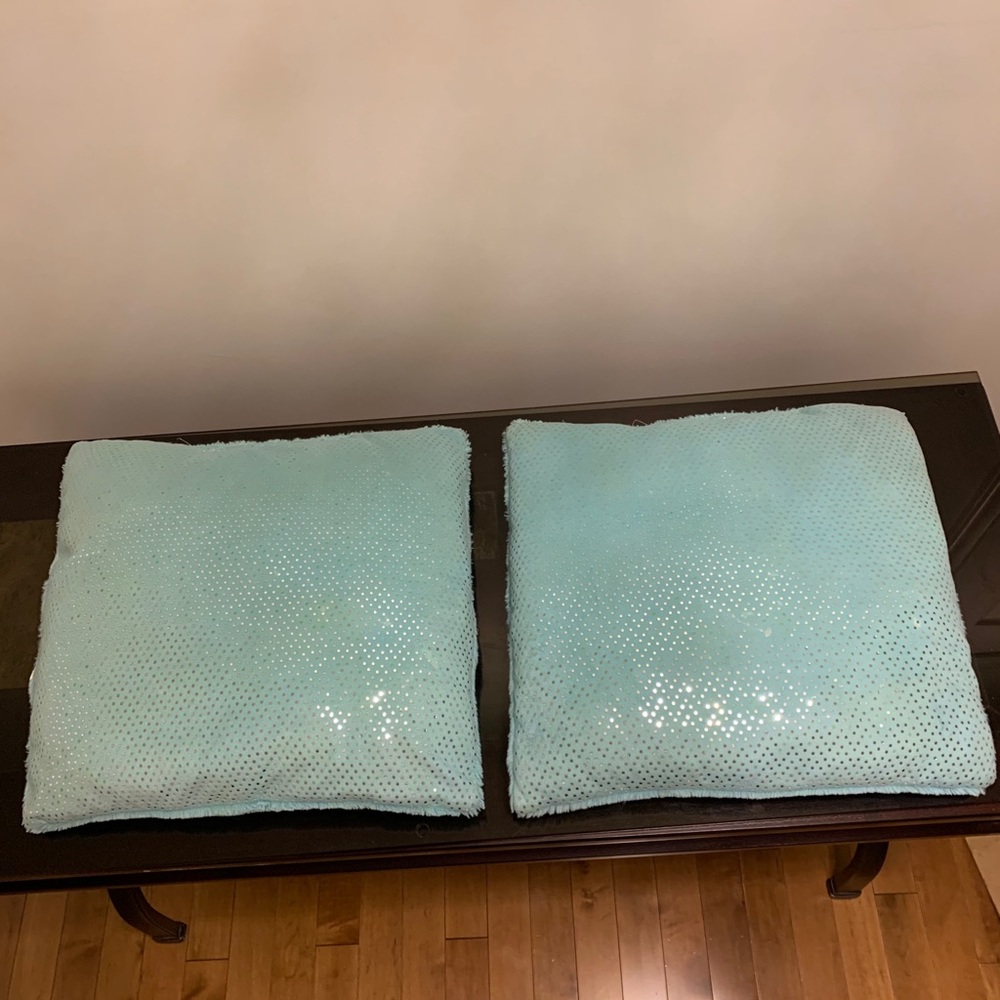 Sparkling light blue pillows